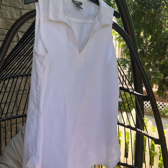 NEIMAN MARCUS LINEN WHITE SLEEVELESS TOP - Picture 8 of 13